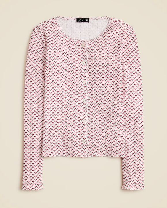 J.Crew Sweaters - J CREW Pointelle Floral Cardigan